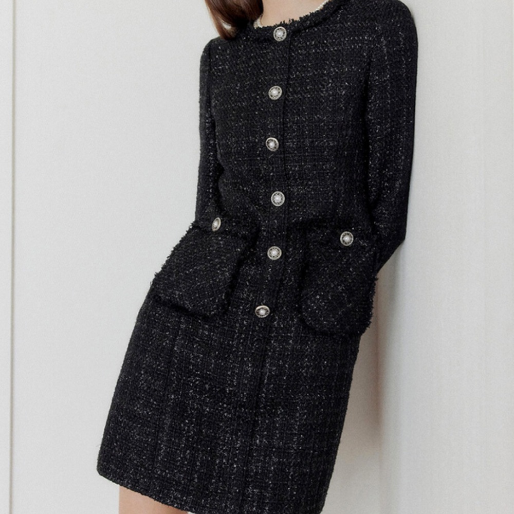 Lookast Round Tweed Dress Black